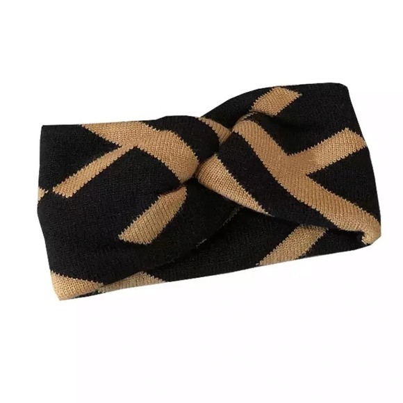 Luxury Black Tan  Knit Headband - Picture 3 of 6